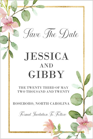 Pink And Gold Wedding Save The Date Cards