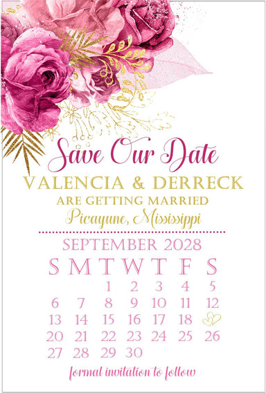 Pink And Gold Wedding Save The Date Cards