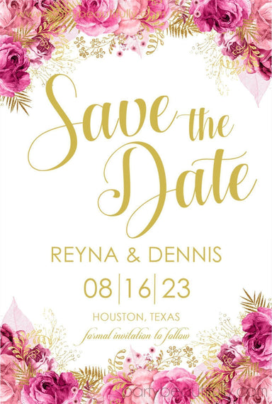 Pink And Gold Wedding Save The Date Cards