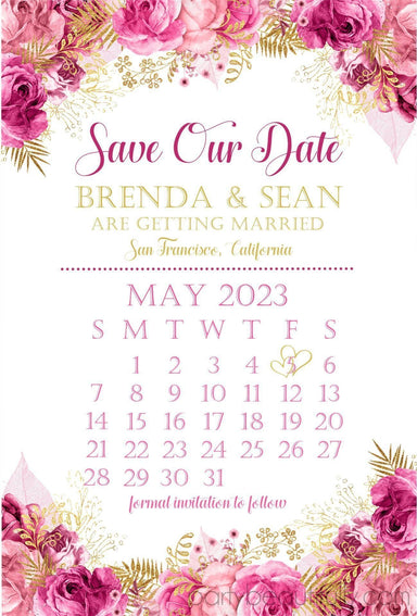 Pink And Gold Wedding Save The Date Cards