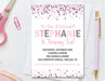 Pink And Grey Confetti Birthday Party Invitations