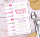 Pink And Lavender Baking Birthday Party Invitations