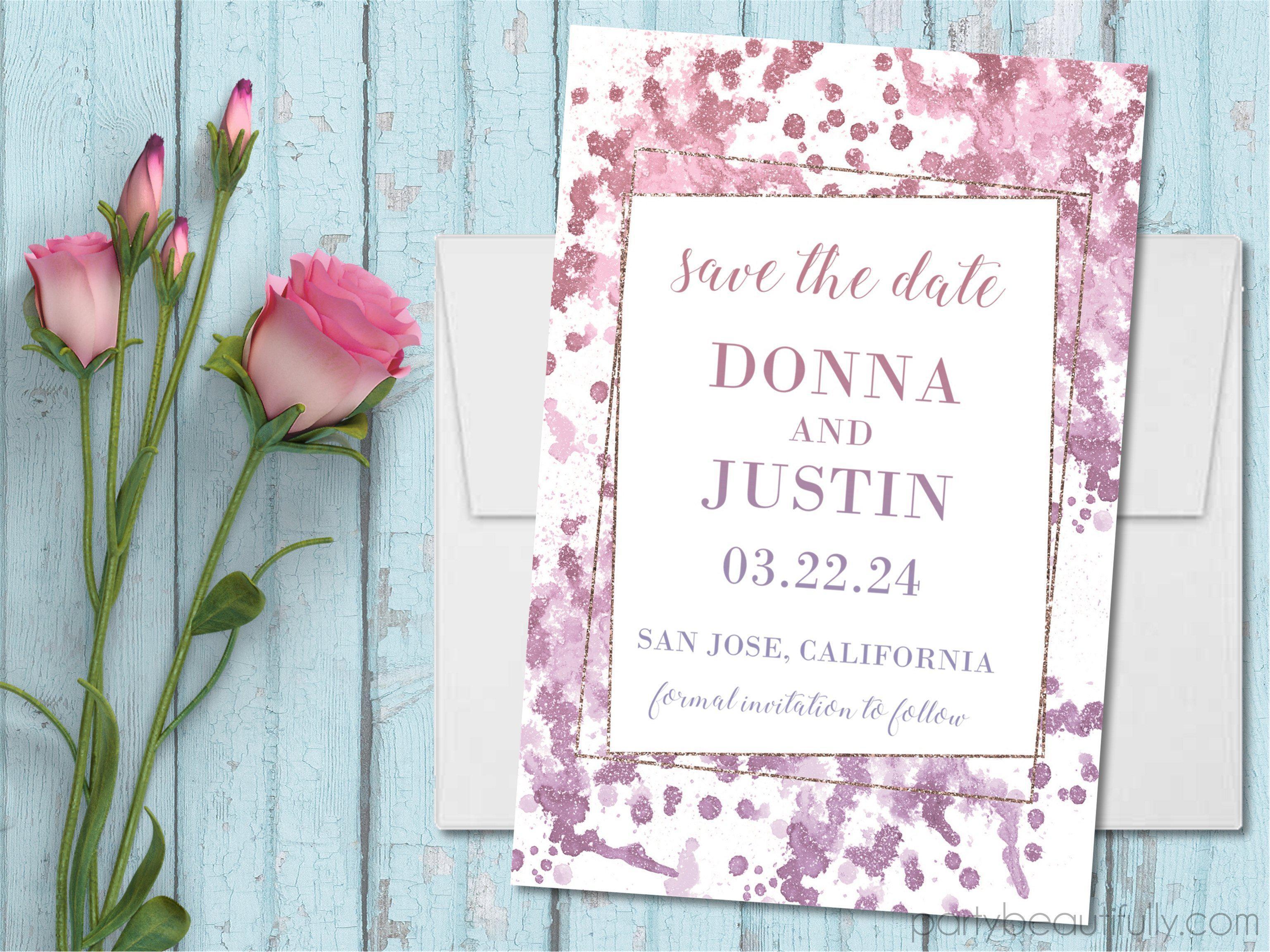 Pink And Lavender Wedding Save The Date Cards