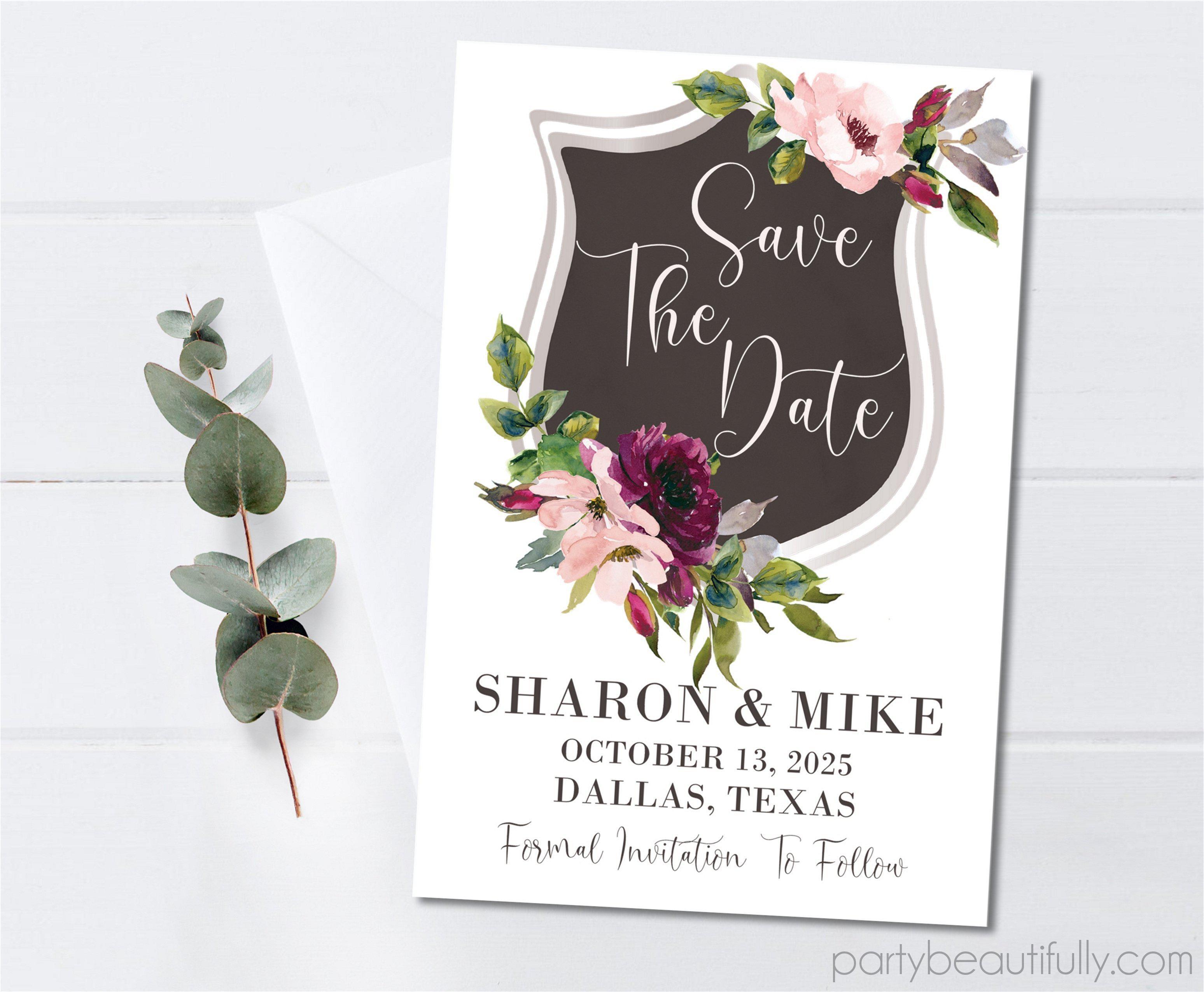 Pink And Magenta Wedding Save The Date Cards