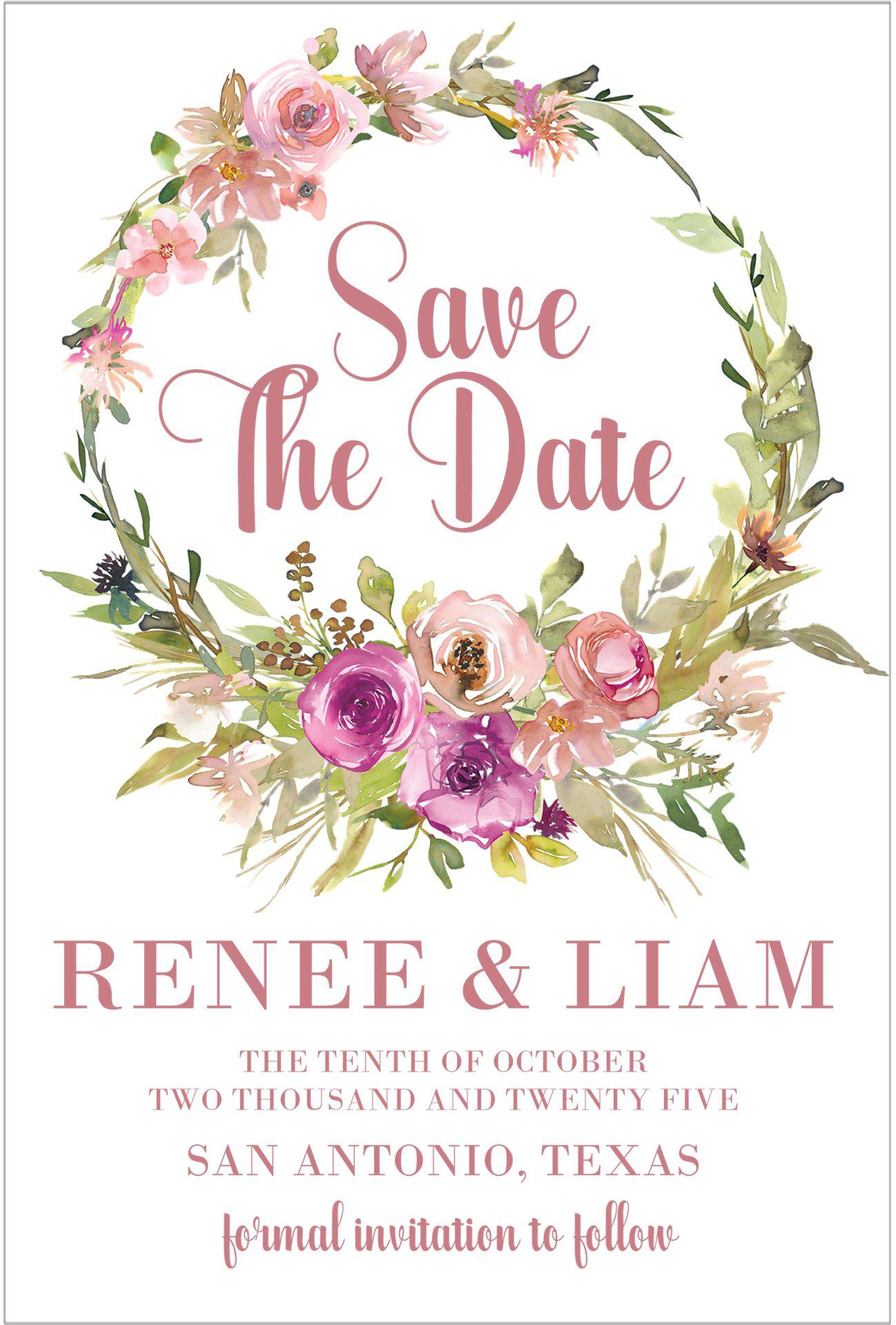 Pink And Magenta Wedding Save The Date Cards