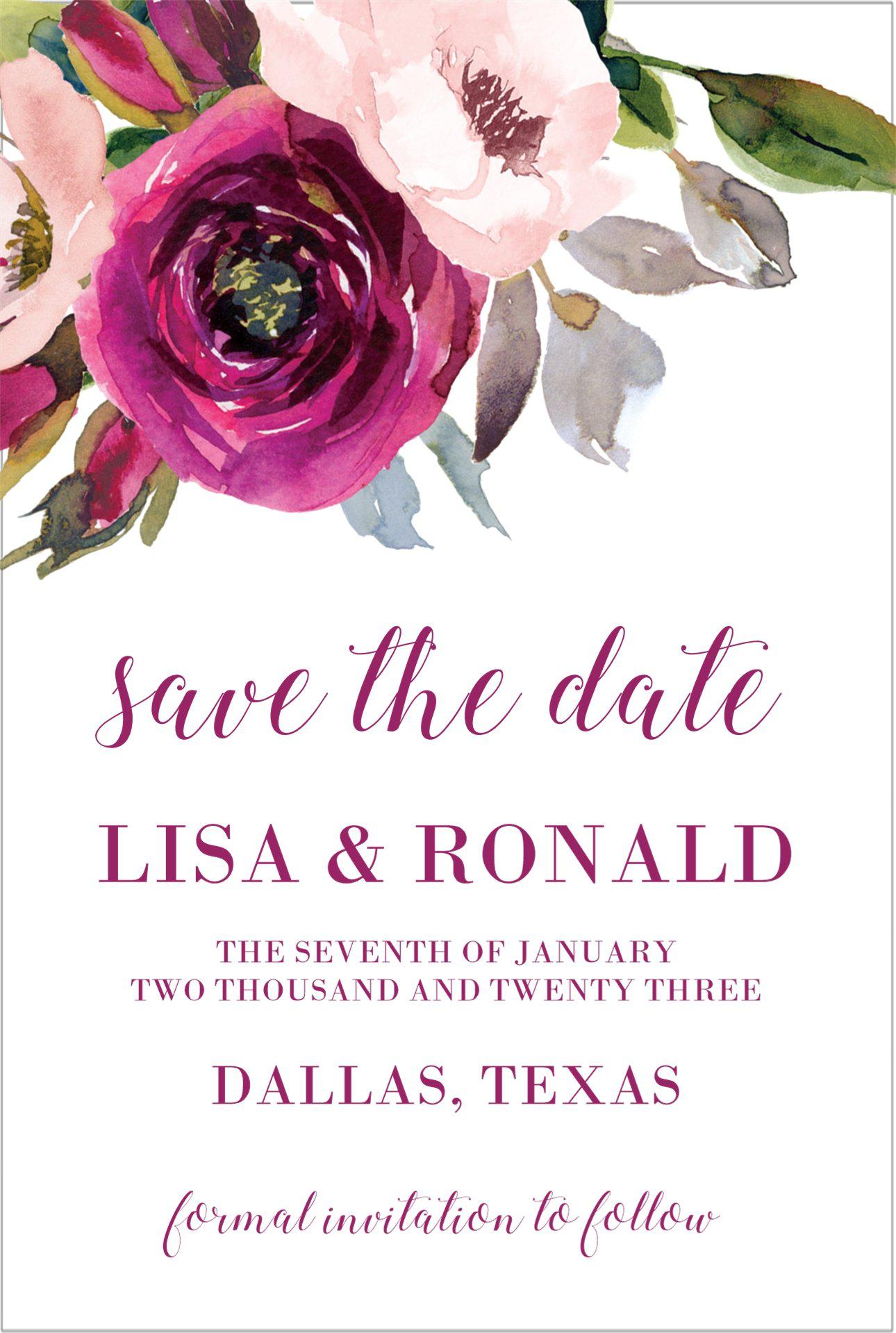 Pink And Magenta Wedding Save The Date Cards