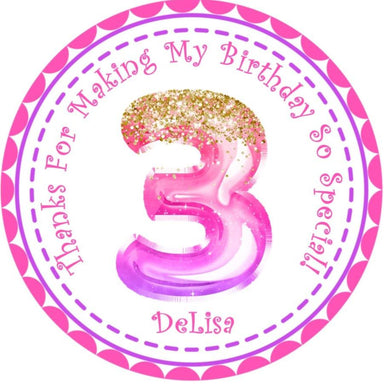 Pink And Purple Birthday Party Stickers