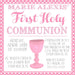 Pink And White First Communion Invitations