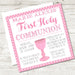 Pink And White First Communion Invitations