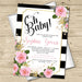 Pink Black & White Floral Baby Shower Invitations