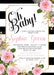 Pink Black & White Floral Baby Shower Invitations