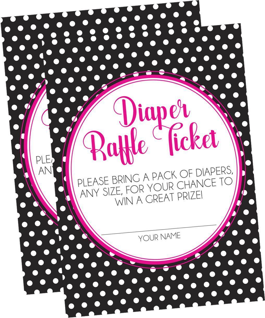 Pink, Black & White Polka Dot Diaper Raffle Tickets