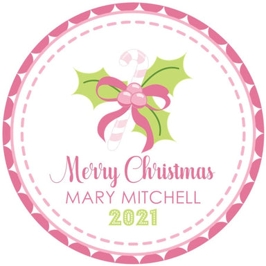 Pink Candy Cane Christmas Stickers