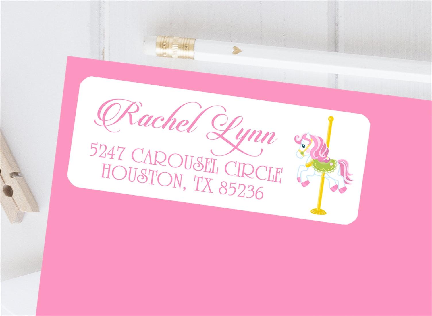 Pink Carousel Address Labels