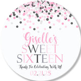 Personalized Pink Sweet 16 Party Favor Label