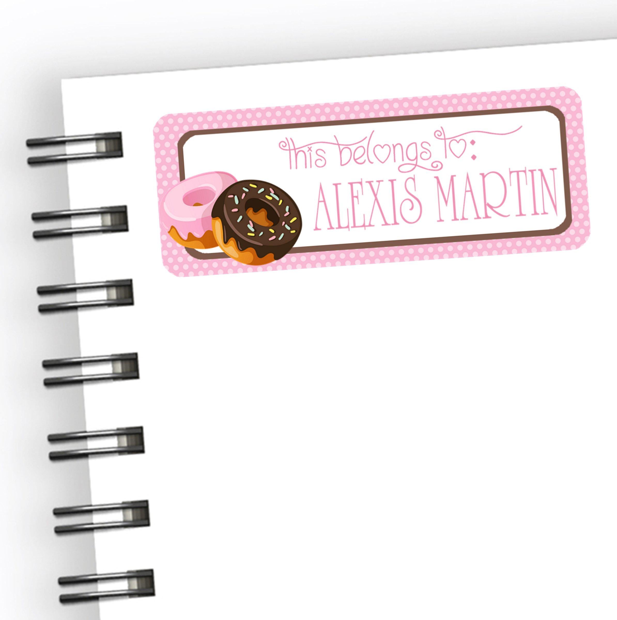 Pink Donuts Back To School Supply Name Labels