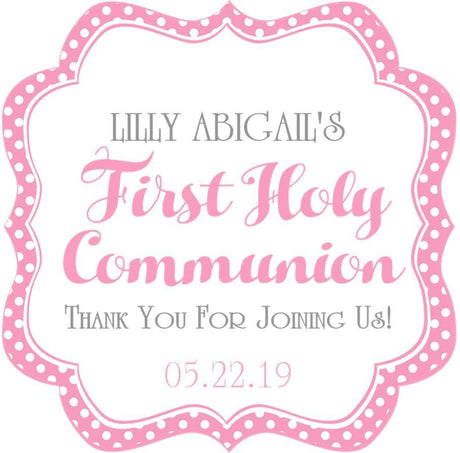 Pink First Communion Stickers Or Favor Tags
