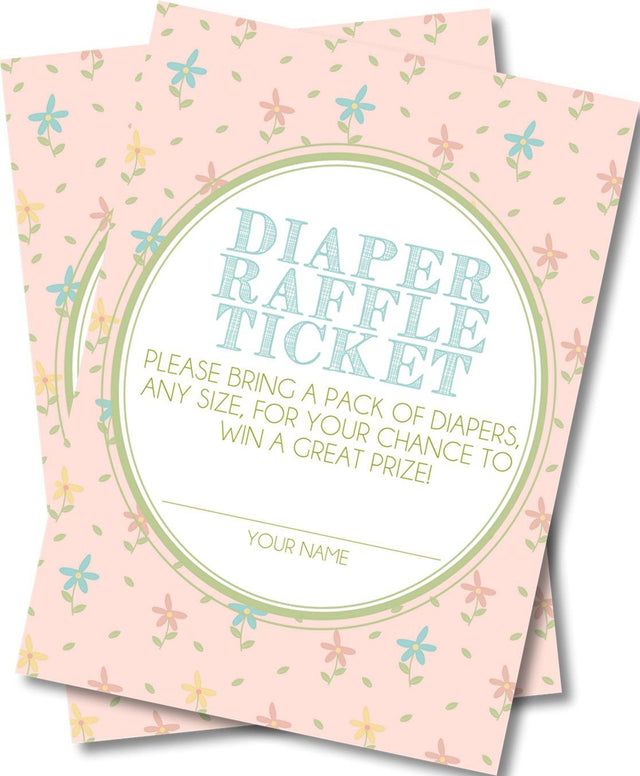 Pink Floral Diaper Raffle Tickets