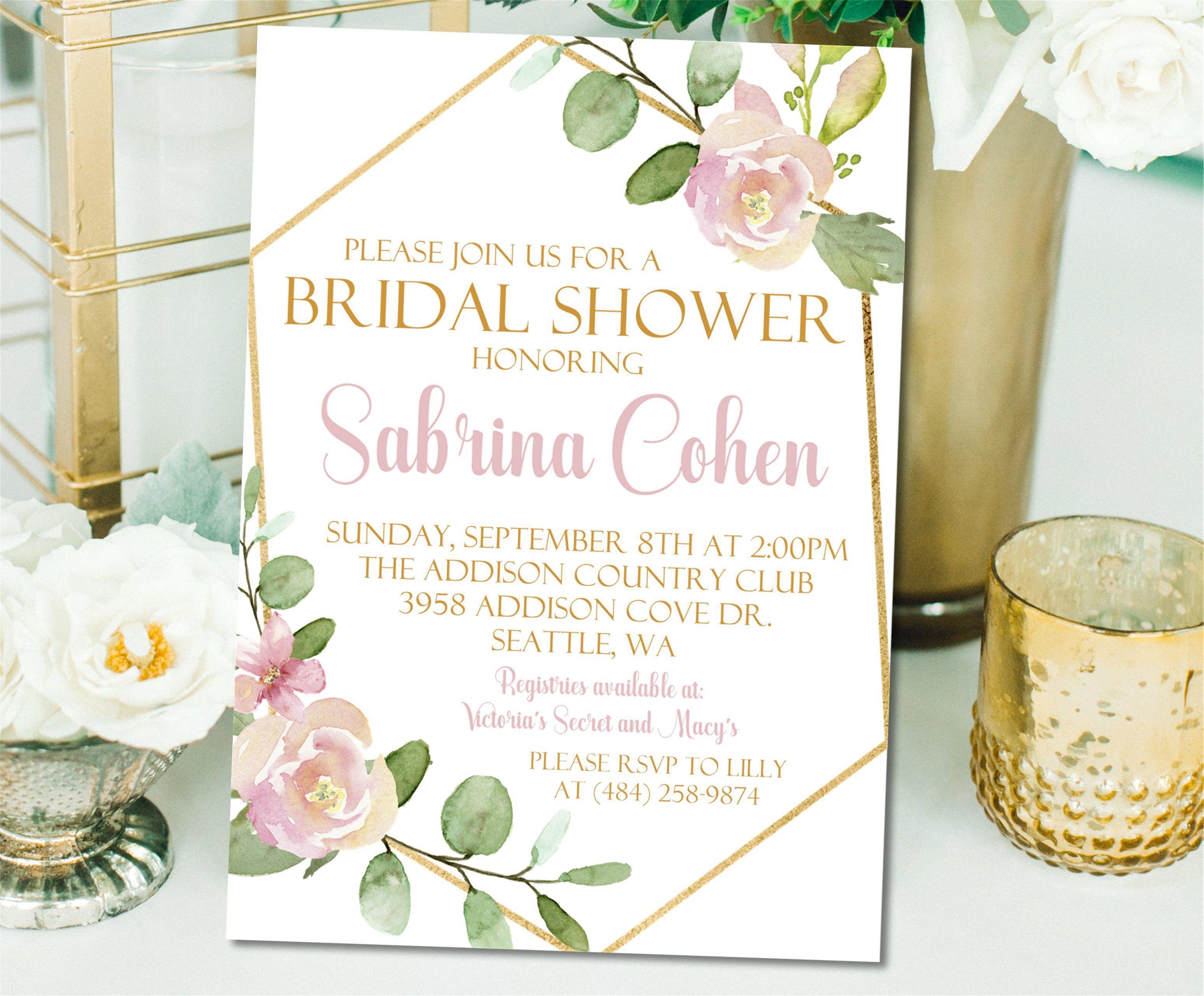 Pink & Gold Bridal Shower Invitations