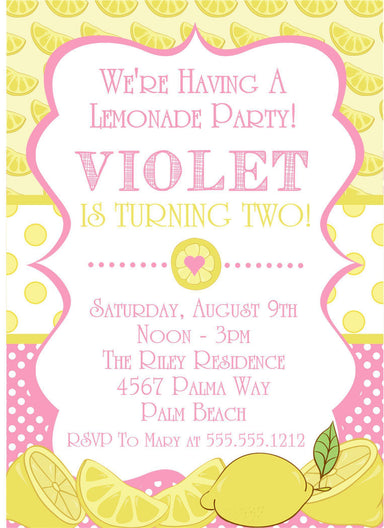 Pink Lemonade Birthday Party Invitations