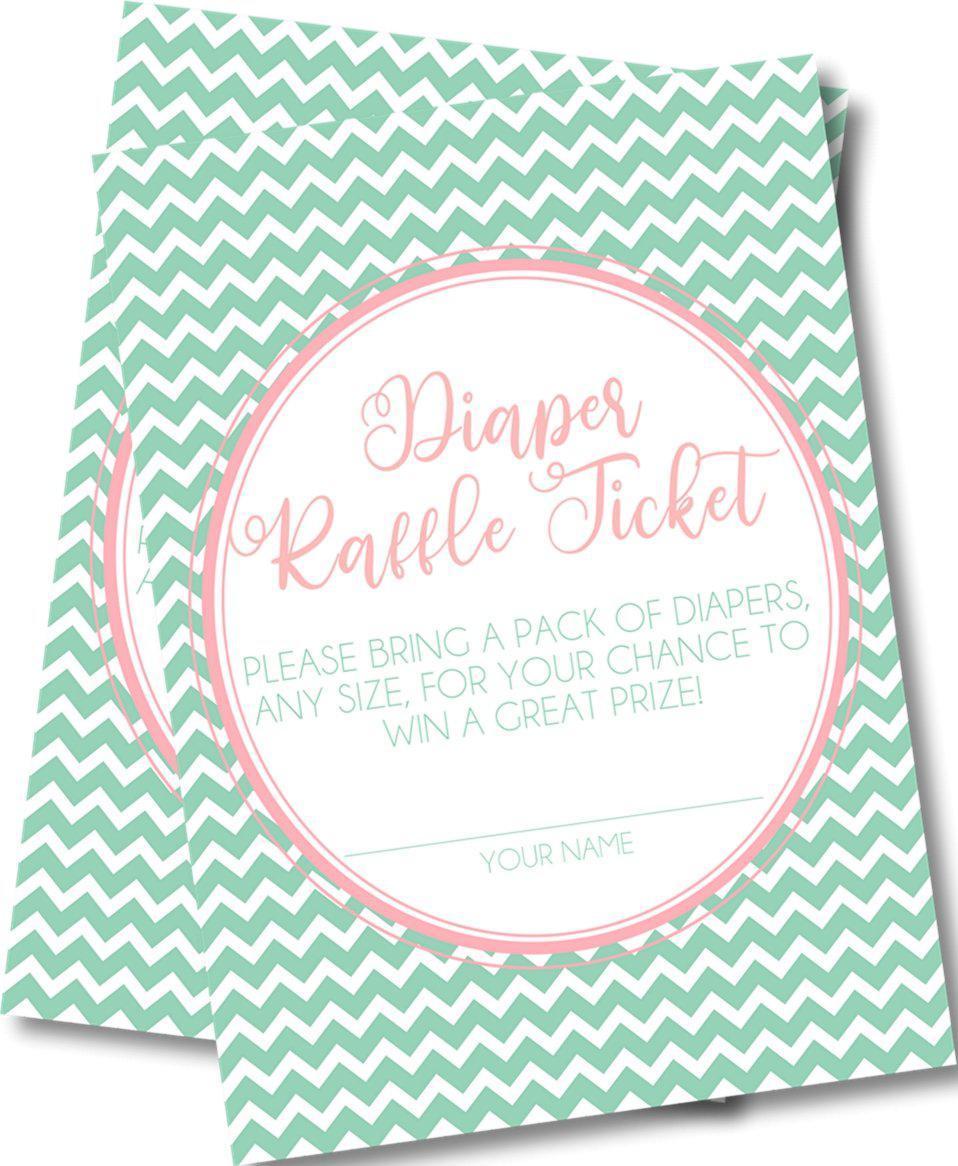 Pink & Mint Chevron Diaper Raffle Tickets