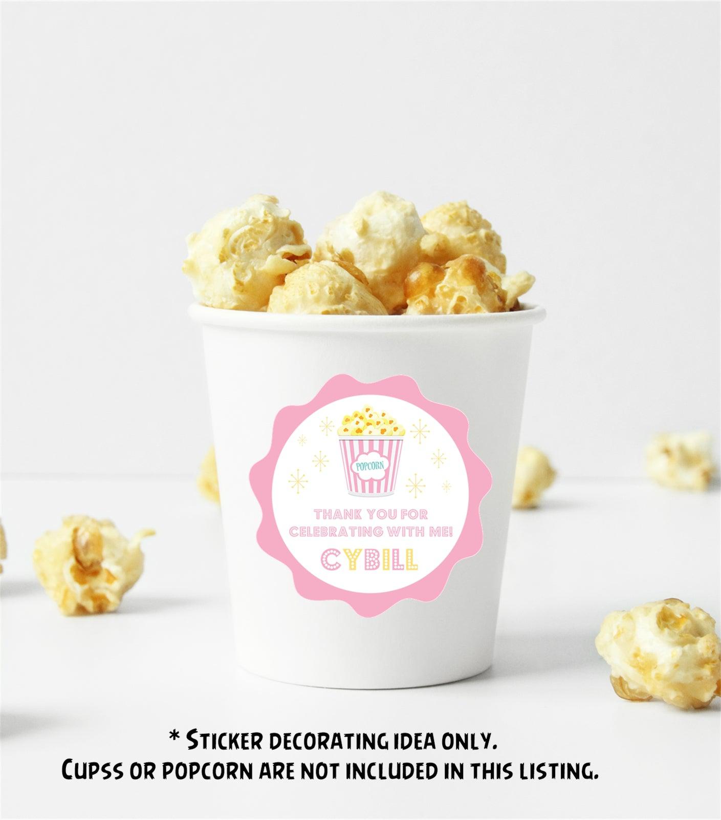 Pink Movie Birthday Party Stickers