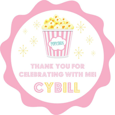 Pink Movie Birthday Party Stickers