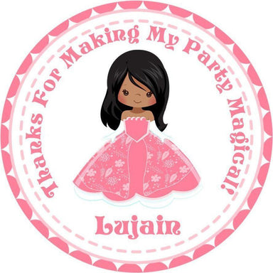 Pink Princess Birthday Party Stickers