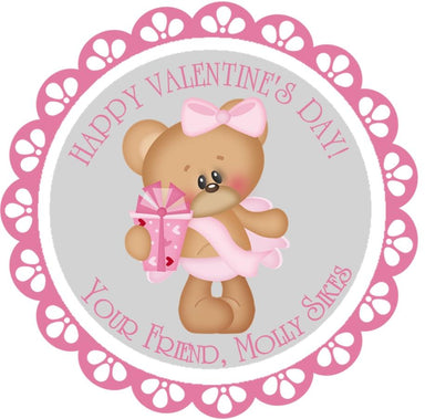 Pink Teddy Bear Valentine's Day Stickers