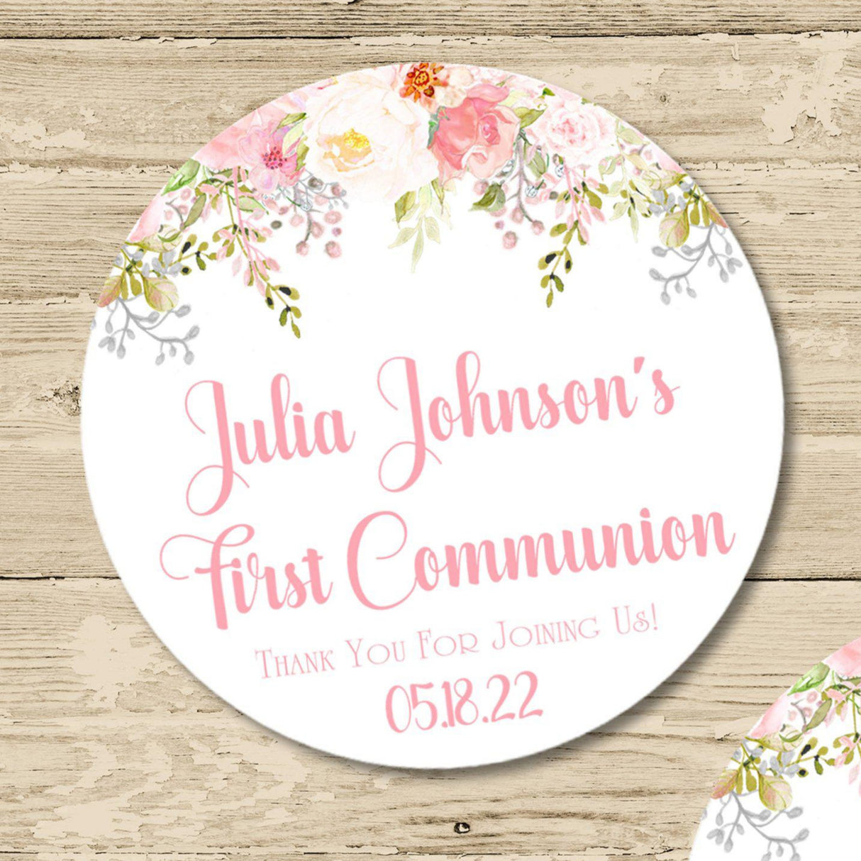 Pink First Communion Stickers