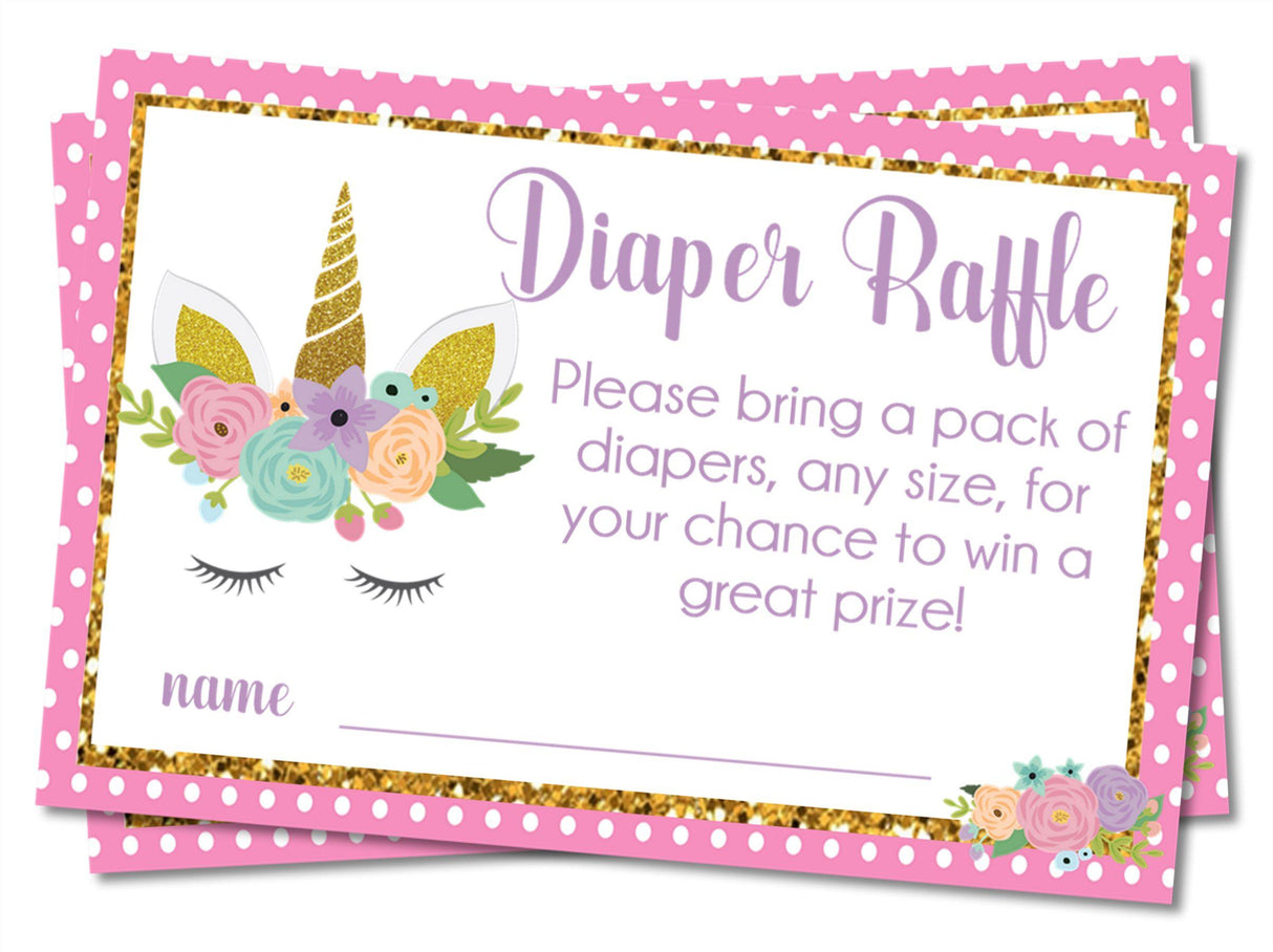Pink Unicorn Baby Shower Printable Diaper Raffle Instant PDF