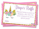 Pink Unicorn Baby Shower Printable Diaper Raffle Instant PDF