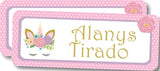 Pink and gold unicorn back to school labels