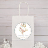 Pink and gold whale baby shower label