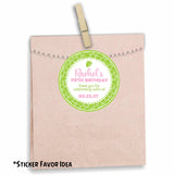 Pink and green foliage birthday party favor label