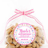 Pink and teal cupcake party favor label