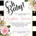 Pink black watercolor rose invitation cards elegant garden style