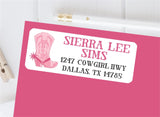 Pink cowgirl boot address labels