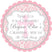 Pink damask baptism sticker with decorative cross design