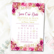 Pink gold calendar save the dates