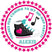 Pink hip hop dance birthday sticker with sneaker and music notes