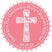 Pink lace cross Baptism sticker for girls