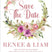 Pink mgenta wedding save the date cards