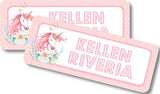 Pink pastel unicorn back to school name labels