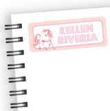 Pink pastel unicorn school supply labels