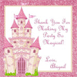 Pink princess castle birthday sticker with personalized text