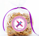 Pink purple airplane birthday treat sticker label
