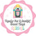 Pink retro jukebox birthday sticker with scalloped edge