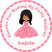 Pink standing princess birthday sticker with customizable character