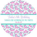 Pink teal and purple cute dinosaur illustration sticker